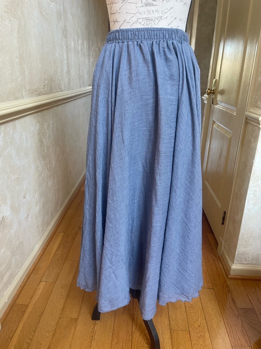 Max Studio London Blue Maxi Skirt M NWT Coastal Grandmother Boho Airy Flowy - Picture 4 of 12